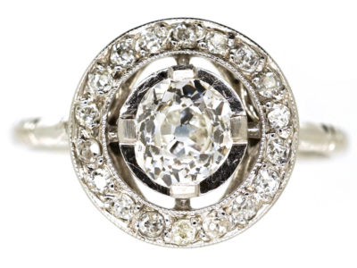 French Art Deco Platinum & Diamond Target Ring
