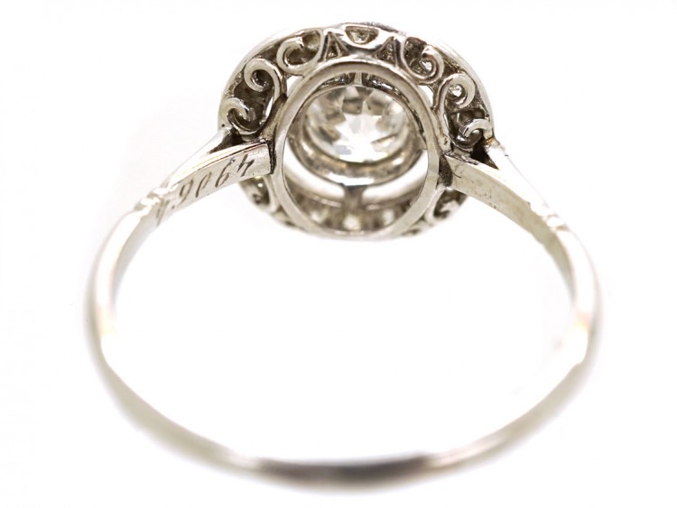 French Art Deco Platinum & Diamond Target Ring