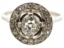 French Art Deco Platinum & Diamond Target Ring