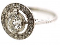 French Art Deco Platinum & Diamond Target Ring