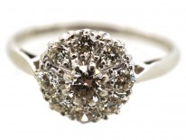 18ct White Gold & Platinum, Diamond Cluster Ring
