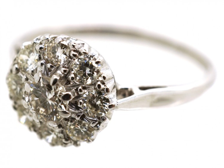 18ct White Gold & Platinum, Diamond Cluster Ring