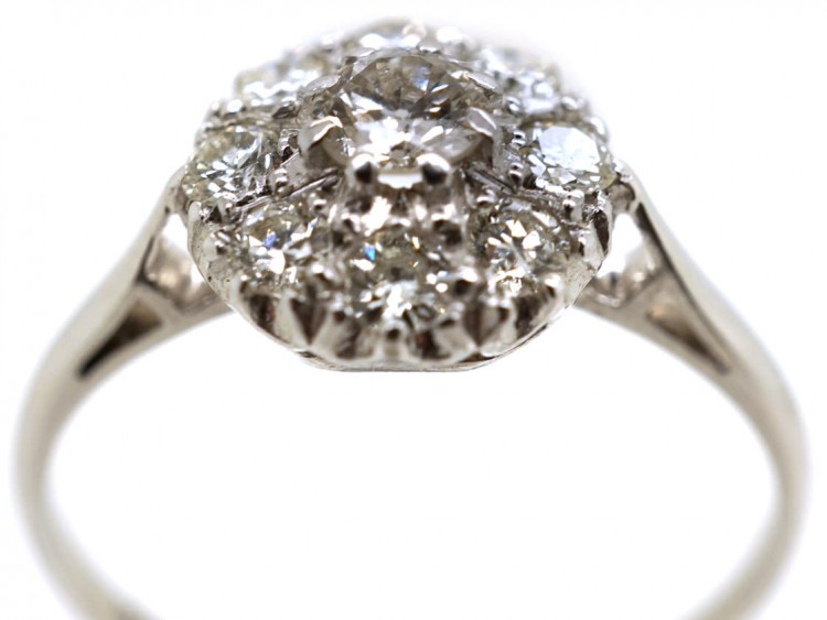 18ct White Gold & Platinum, Diamond Cluster Ring