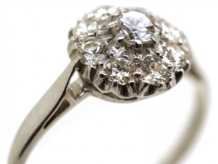 18ct White Gold & Platinum, Diamond Cluster Ring