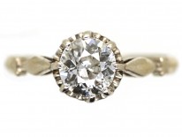 Art Deco 18ct White Gold & Diamond Solitaire Ring
