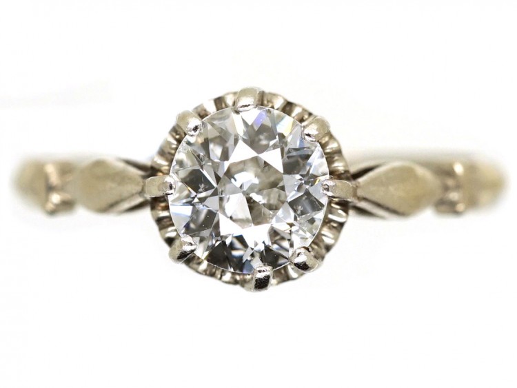 Art Deco 18ct White Gold & Diamond Solitaire Ring