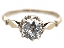 Art Deco 18ct White Gold & Diamond Solitaire Ring