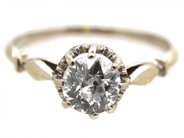 Art Deco 18ct White Gold & Diamond Solitaire Ring
