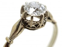 Art Deco 18ct White Gold & Diamond Solitaire Ring