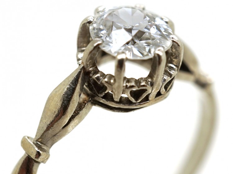 Art Deco 18ct White Gold & Diamond Solitaire Ring