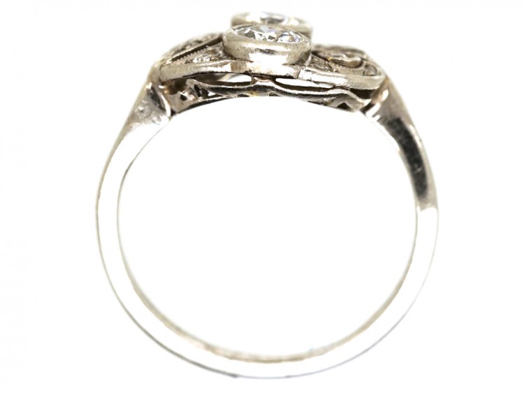 Art Deco Platinum, Two Stone Diamond Ring