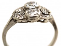Art Deco Platinum, Two Stone Diamond Ring