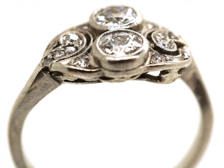 Art Deco Platinum, Two Stone Diamond Ring