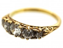 Victorian 18ct Gold Five Stone Diamond Carved Half Hoop Ring