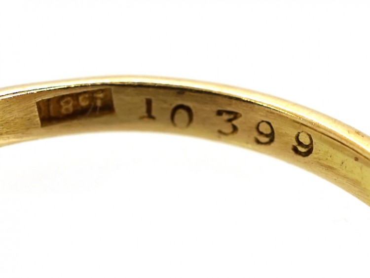 Victorian 18ct Gold Five Stone Diamond Carved Half Hoop Ring