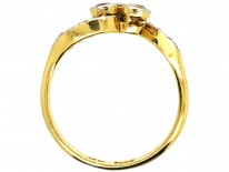 Edwardian 18ct Gold & Platinum, Two Stone Diamond Twist Ring