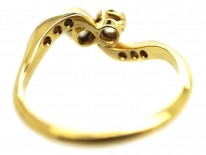 Edwardian 18ct Gold & Platinum, Two Stone Diamond Twist Ring