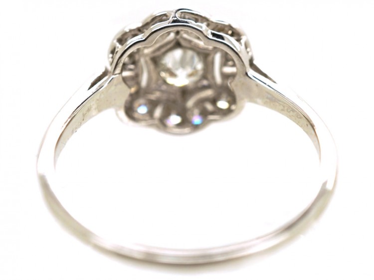 18ct White Gold Diamond Six Petal Cluster Ring