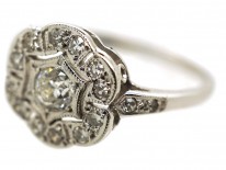 18ct White Gold Diamond Six Petal Cluster Ring