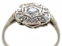 18ct White Gold Diamond Six Petal Cluster Ring