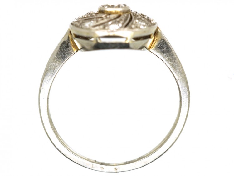 Art Deco 18ct Gold & Platinum Catherine Wheel Design Diamond Set Ring