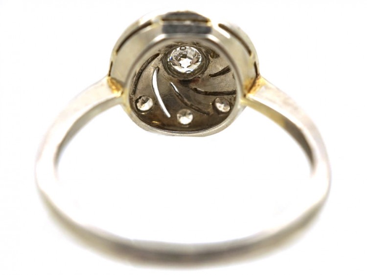 Art Deco 18ct Gold & Platinum Catherine Wheel Design Diamond Set Ring