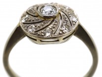 Art Deco 18ct Gold & Platinum Catherine Wheel Design Diamond Set Ring