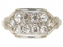 Art Deco 18ct White Gold Two Row Diamond Ring