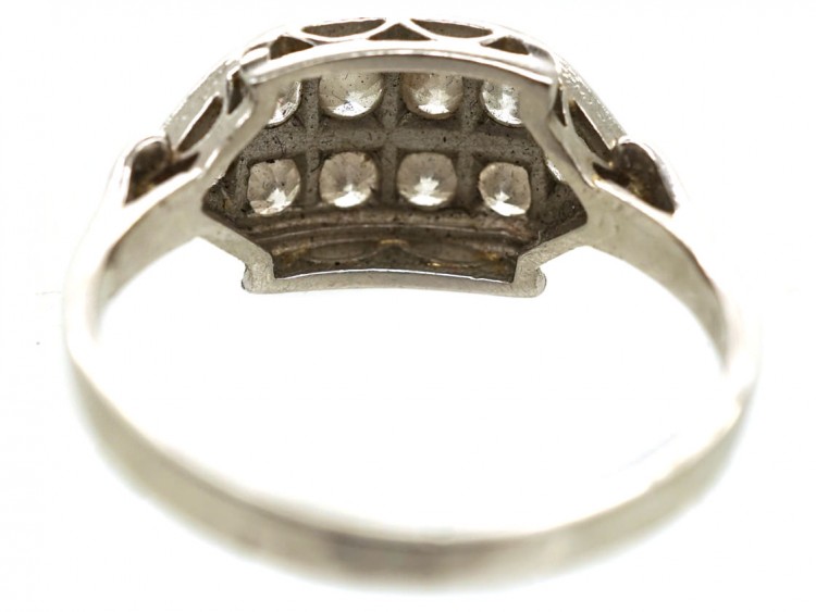 Art Deco 18ct White Gold Two Row Diamond Ring