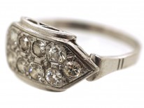 Art Deco 18ct White Gold Two Row Diamond Ring