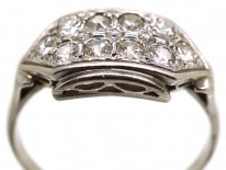Art Deco 18ct White Gold Two Row Diamond Ring