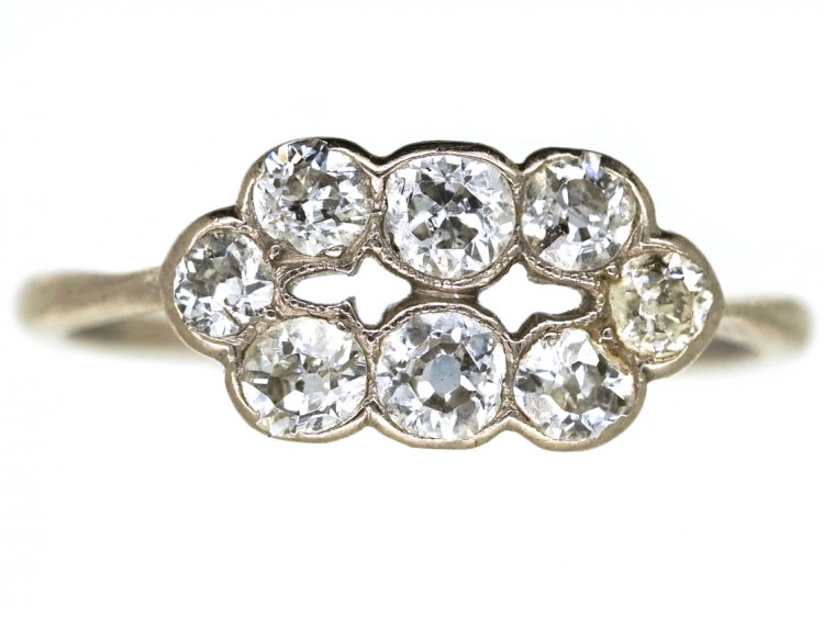 Art Deco Platinum & Diamond Two Row Ring