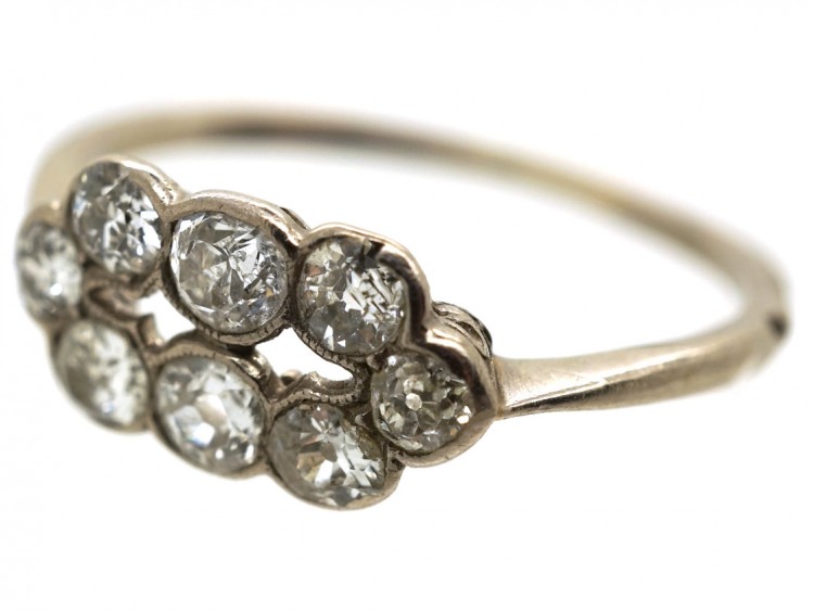 Art Deco Platinum & Diamond Two Row Ring
