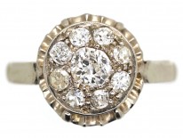 French Platinum & Diamond Cluster Ring