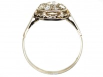 French Platinum & Diamond Cluster Ring