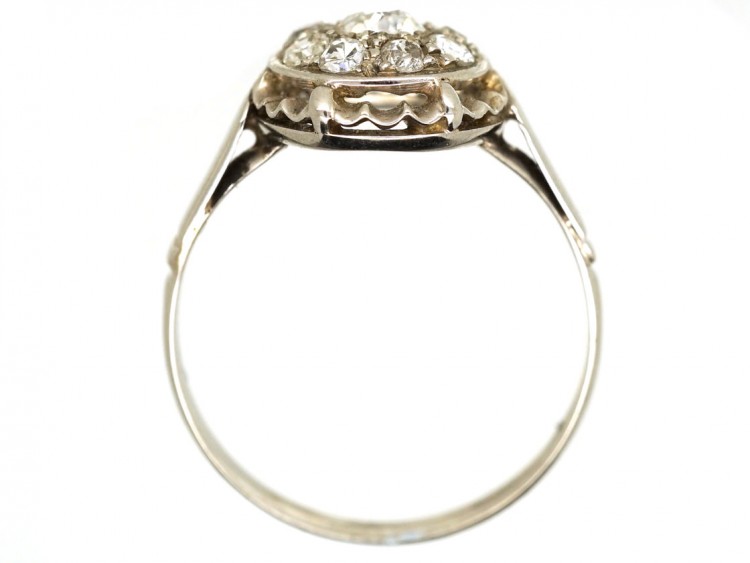 French Platinum & Diamond Cluster Ring