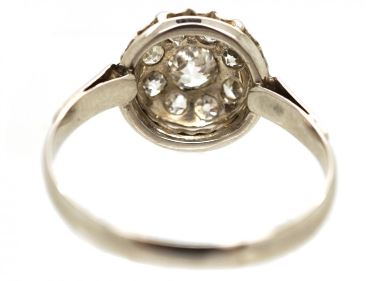 French Platinum & Diamond Cluster Ring