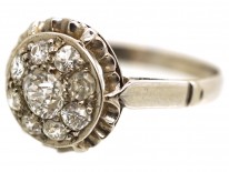 French Platinum & Diamond Cluster Ring