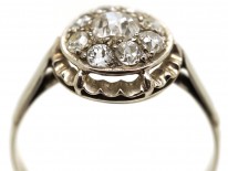 French Platinum & Diamond Cluster Ring