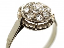 French Platinum & Diamond Cluster Ring