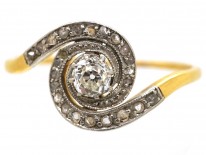 Art Nouveau 18ct Gold & Diamond Twist Ring
