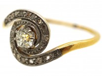 Art Nouveau 18ct Gold & Diamond Twist Ring