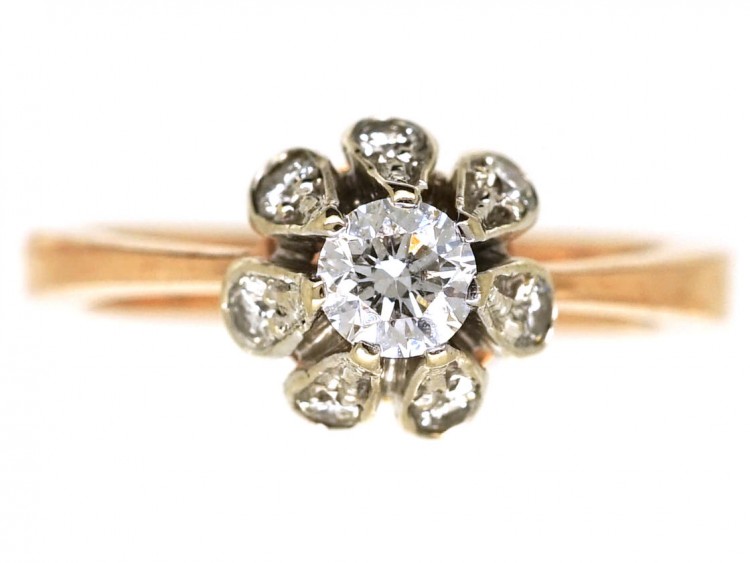 14ct Gold Solitaire Diamond Ring with Diamond Sides