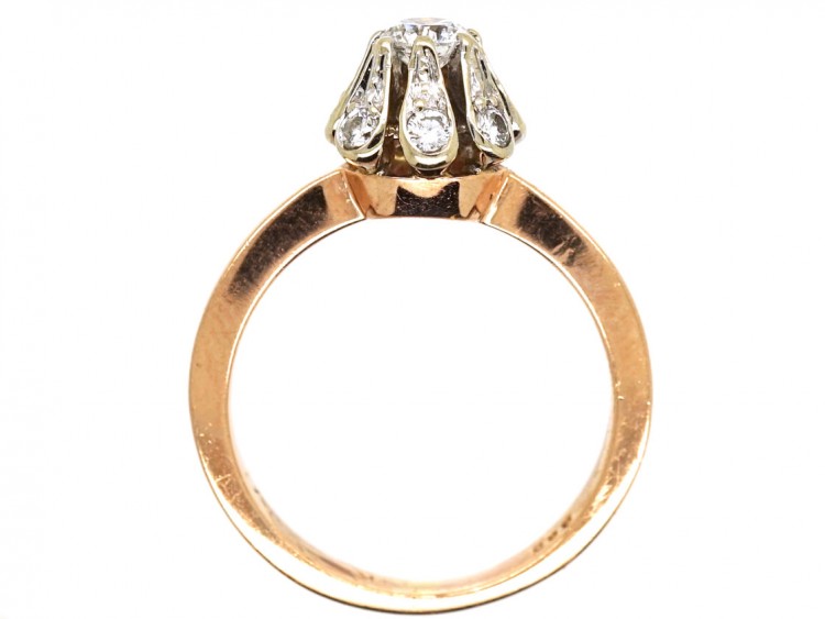 14ct Gold Solitaire Diamond Ring with Diamond Sides