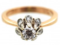 14ct Gold Solitaire Diamond Ring with Diamond Sides