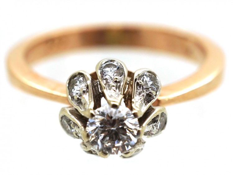 14ct Gold Solitaire Diamond Ring with Diamond Sides