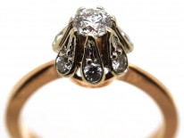 14ct Gold Solitaire Diamond Ring with Diamond Sides