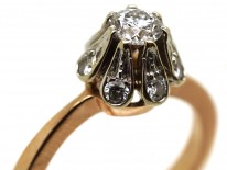 14ct Gold Solitaire Diamond Ring with Diamond Sides