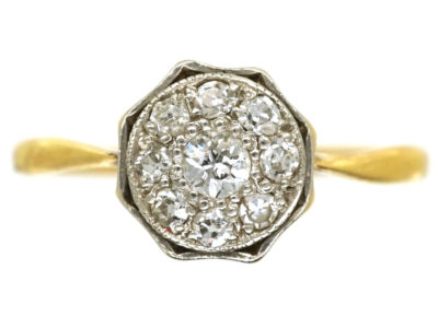 Art Deco 18ct Gold & Platinum, Octagonal Diamond Ring