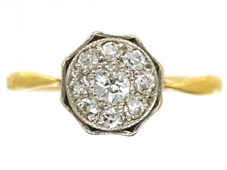 Art Deco 18ct Gold & Platinum, Octagonal Diamond Ring